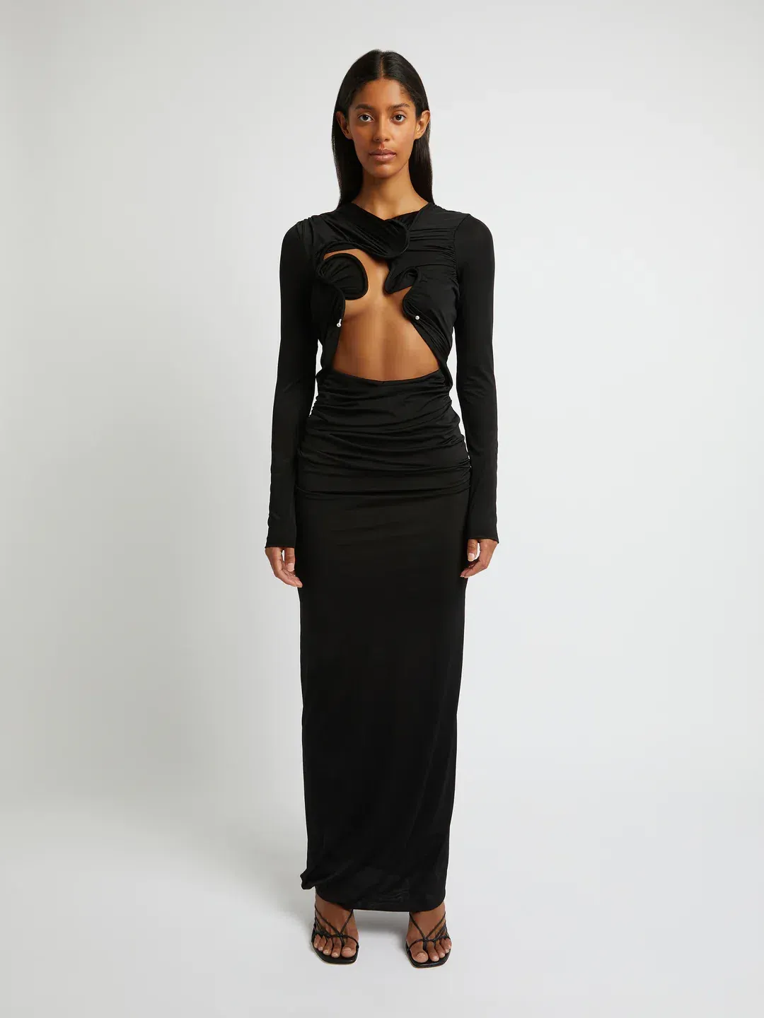 Christopher Esber Venus Long Sleeve Dress Black Size 6 for rent on The Volte - main image