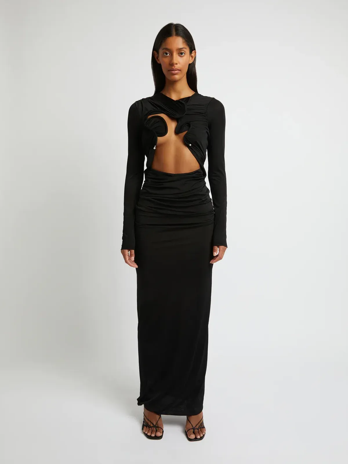 Christopher Esber Venus Long Sleeve Dress Black Size 6 for rent on The Volte - main image
