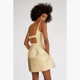 Oroton Metallic Mini Dress Gold Size 10 for rent on The Volte - image 4