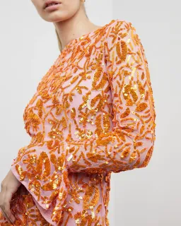 Rachel Gilbert Lupita Mini Dress Pink/Orange Sequin Size 1 / AU 8 for rent on The Volte - image 2