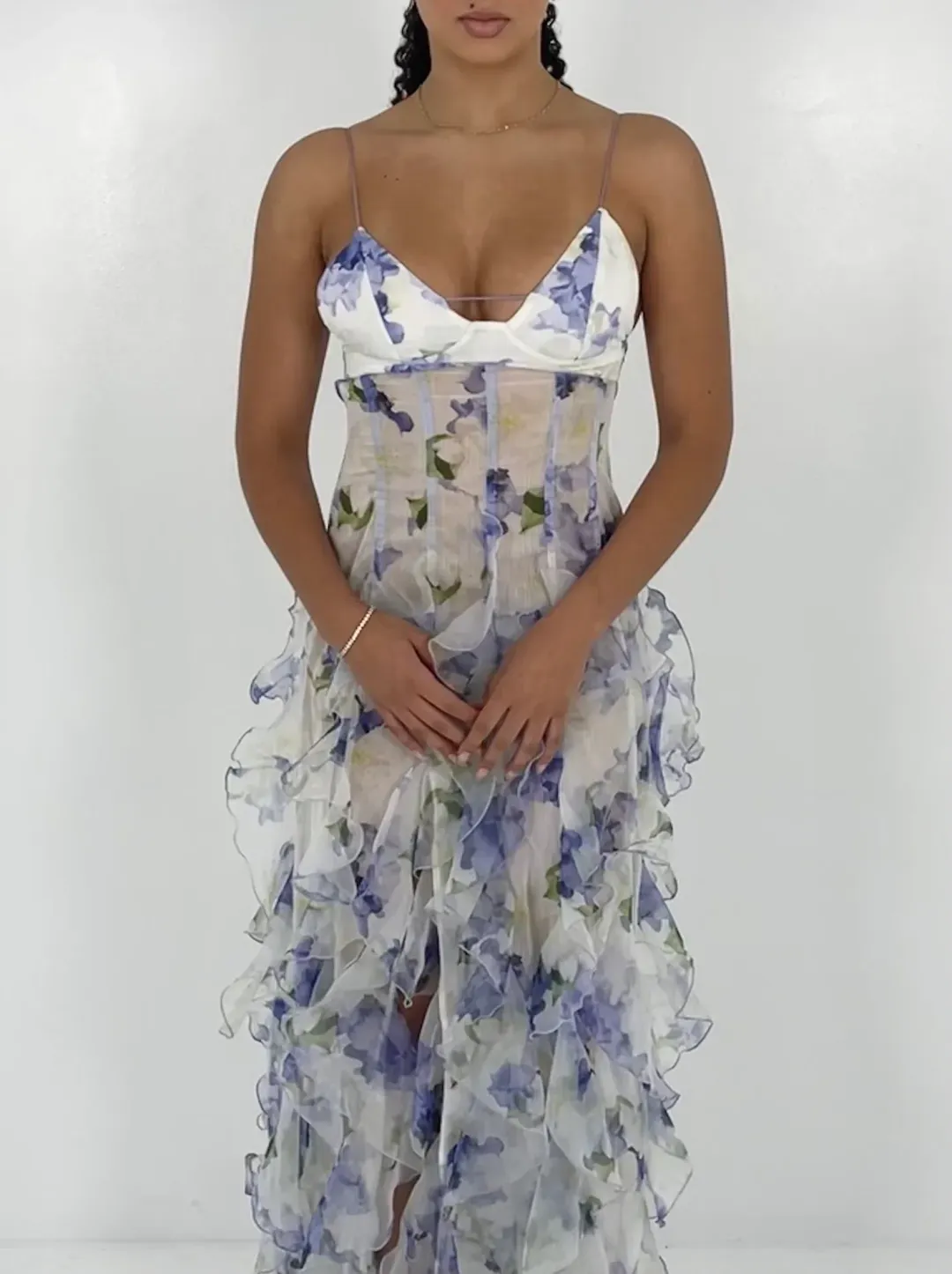 Menti Iris Flower Maxi Dress Blue Roses Size S / AU 8 for rent on The Volte - main image