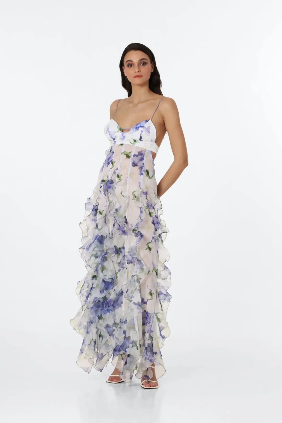 Menti Iris Flower Maxi Dress Blue Roses Size M / AU 10 for rent on The Volte - main image