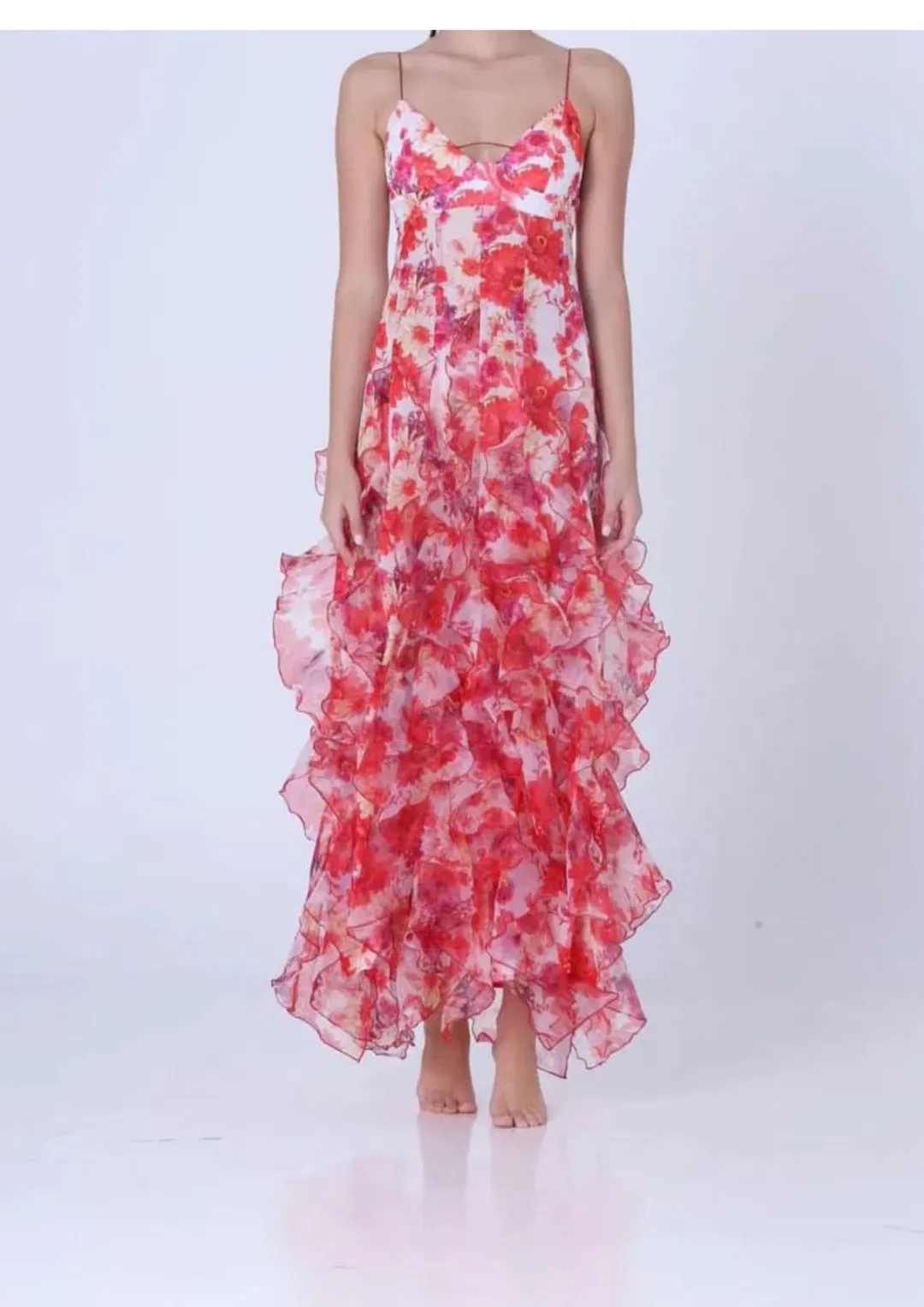 Menti Iris Flower Maxi Dress Red Size XS / AU 6 for rent on The Volte - main image