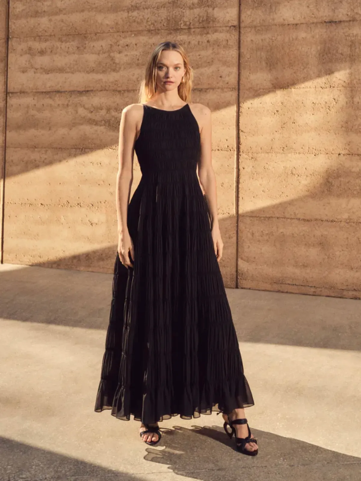 Aje Rosewood Ruched Maxi Dress Black Size 14 for rent on The Volte - main image