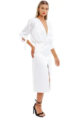 Nicola Finetti Arida Low Plunge Dress White Size 8 for rent on The Volte - image 3