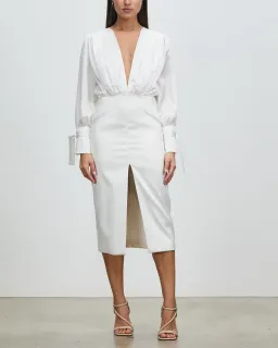Nicola Finetti Arida Low Plunge Dress White Size 8 for rent on The Volte - image 1