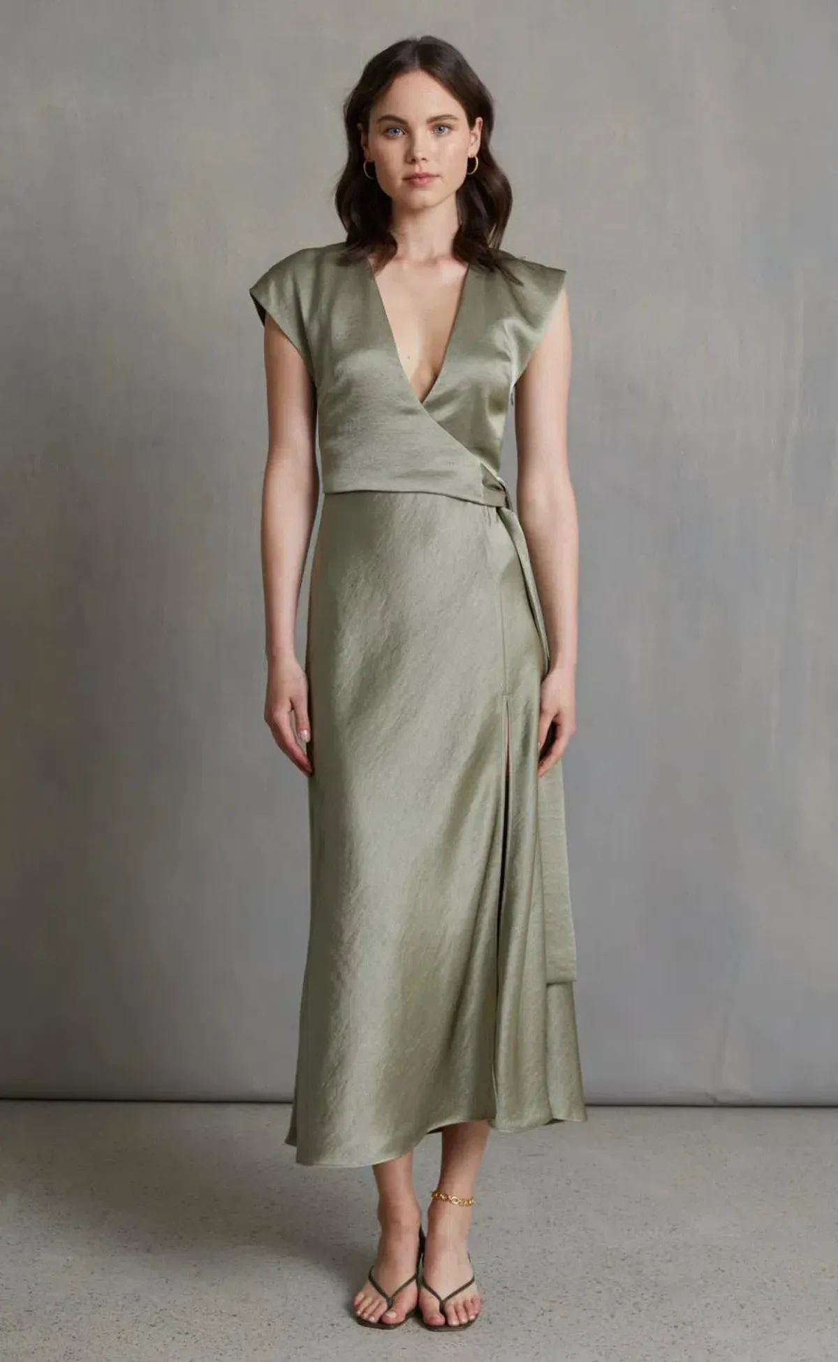 Bec & Bridge The Dreamer Wrap Dress in Sage Size 10 for rent on The Volte - main image
