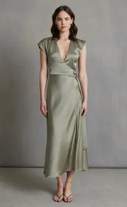 Bec & Bridge The Dreamer Wrap Dress in Sage Size 10 for rent on The Volte - image 1
