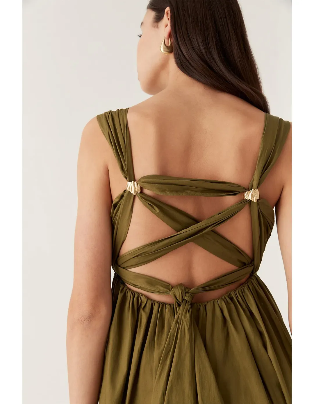 Aje Nova Tie Back Midi Dress Green Size 10 for rent on The Volte - main image
