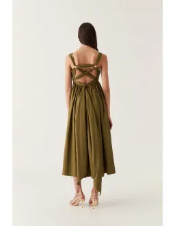 Aje Nova Tie Back Midi Dress Green Size 10 for rent on The Volte - image 3