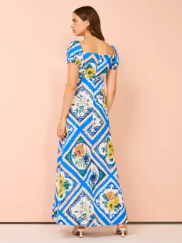 By Nicola Mariposa Puff Sleeve Maxi Dress in Azure Floral Size 8 for rent on The Volte - image 6