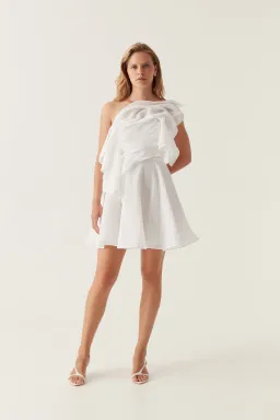 Aje Genesis Mini Dress White Size 10 for rent on The Volte - image 1