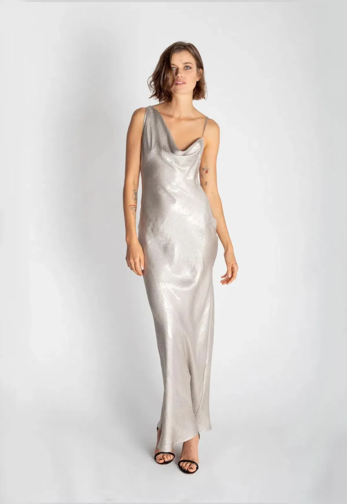 Rat & Boa Gaia Slip Dress Metallic Silver Size 8 for rent on The Volte - main image