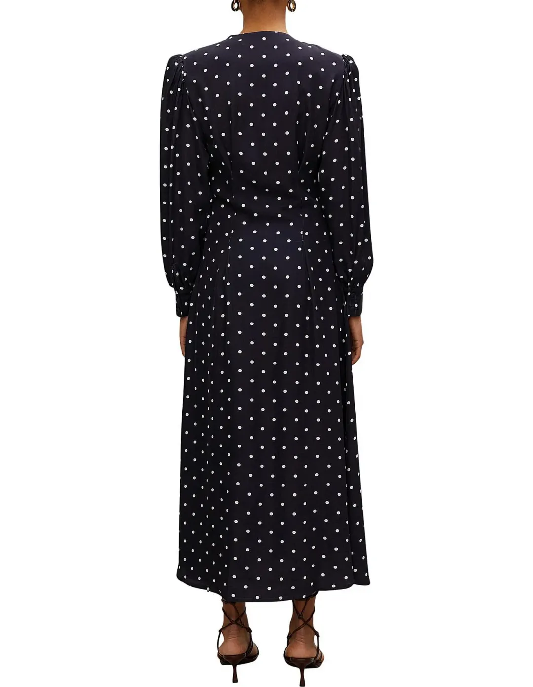 Rohe Claudia Long Length Buttoned Midi Dress Polka Dot Size 8 for rent on The Volte - main image