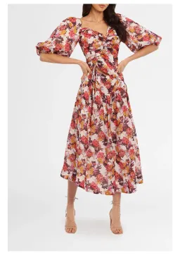 Nicholas Wren Midi Dress in Darlington Grey Floral Size 14 for rent on The Volte - image 1