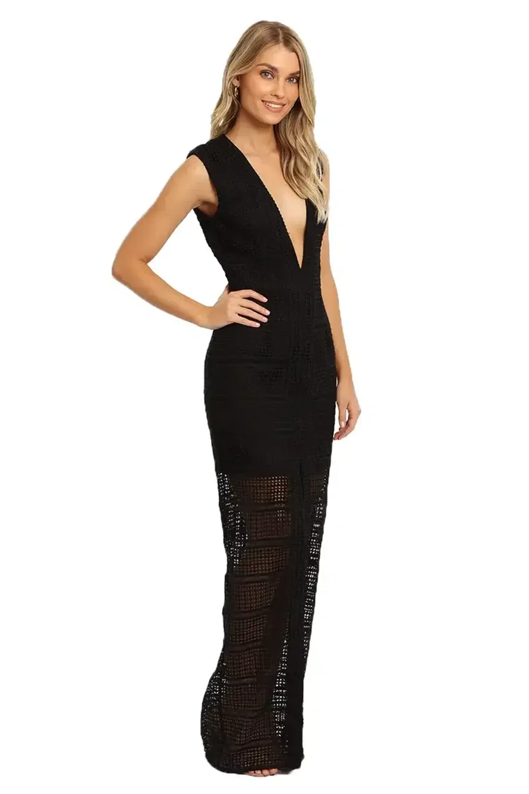 Nicholas Diamond Lace Gown in Black Size 8 for rent on The Volte - main image