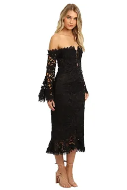 Nicholas Botanical Lace Cocktail Midi Dress in Black Size 8 for rent on The Volte - image 2