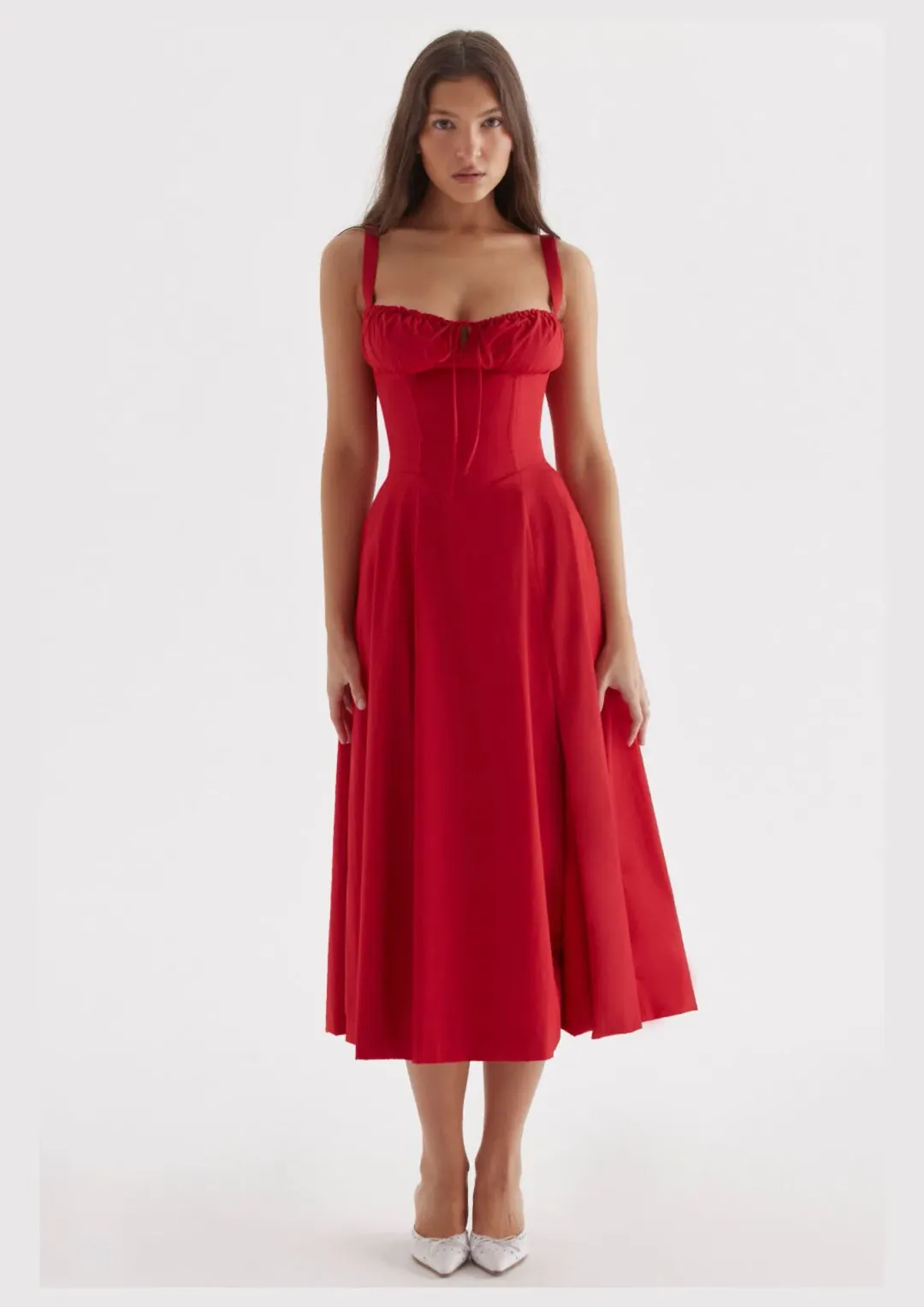 House of CB Carmen Bustier Sundress Red Rose Size S / AU 8 for rent on The Volte - main image