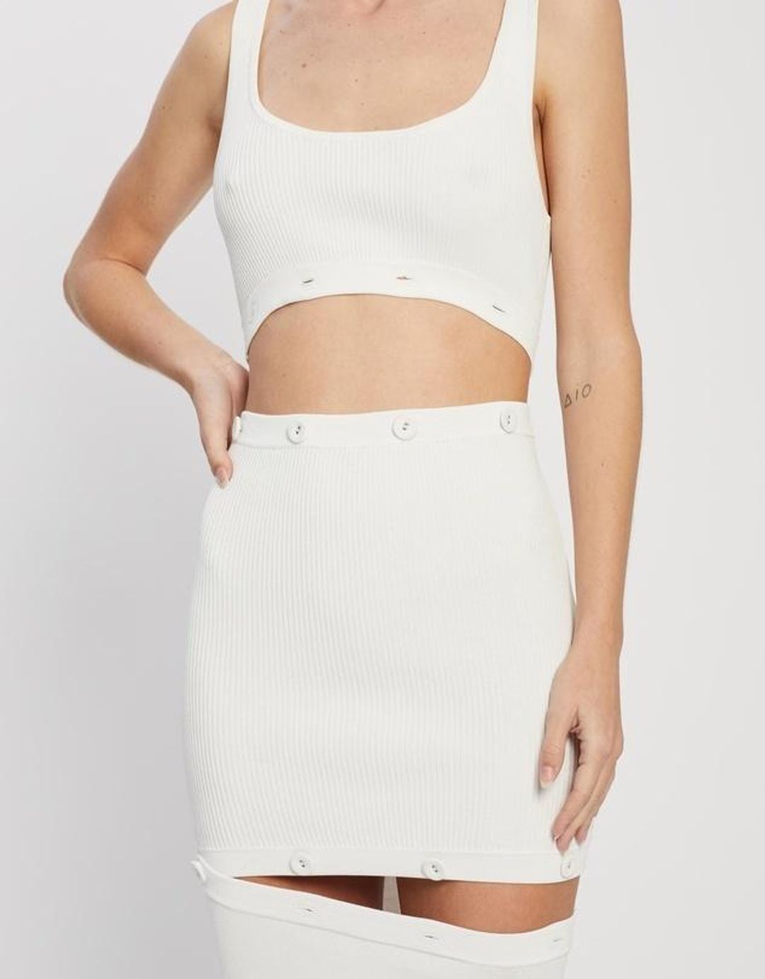 Christopher Esber Deconstruct Rib Knit Tank Dress White Size 8 for rent on The Volte - main image