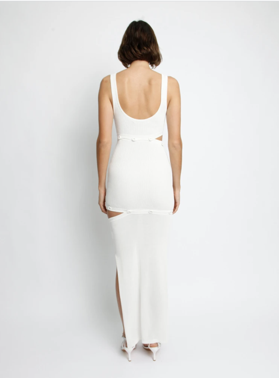 Christopher Esber Deconstruct Rib Knit Tank Dress White Size 8 for rent on The Volte - main image