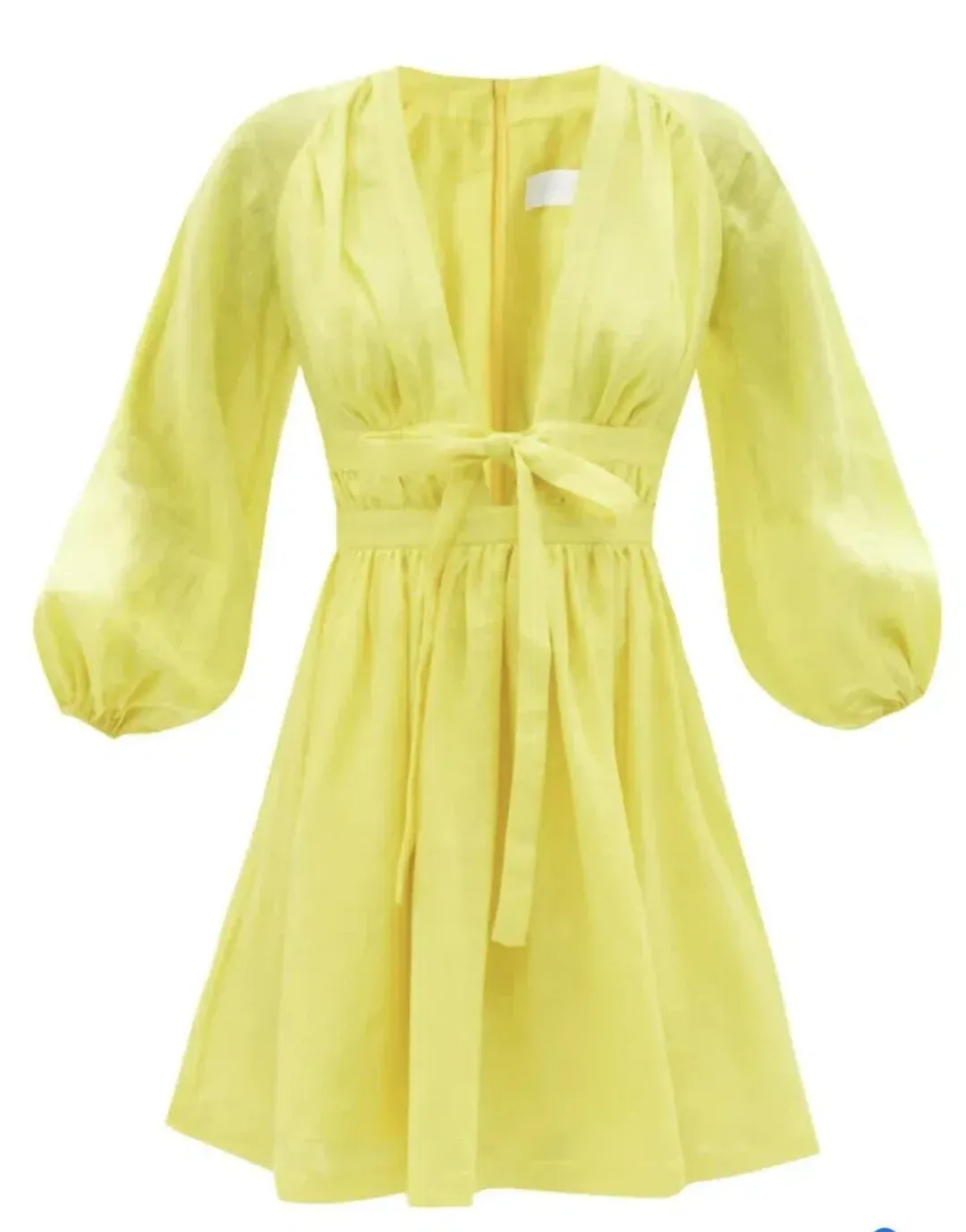 Zimmermann Shelly Plunge Bow Mini Dress Yellow Size 3/ Au 14 for rent on The Volte - main image