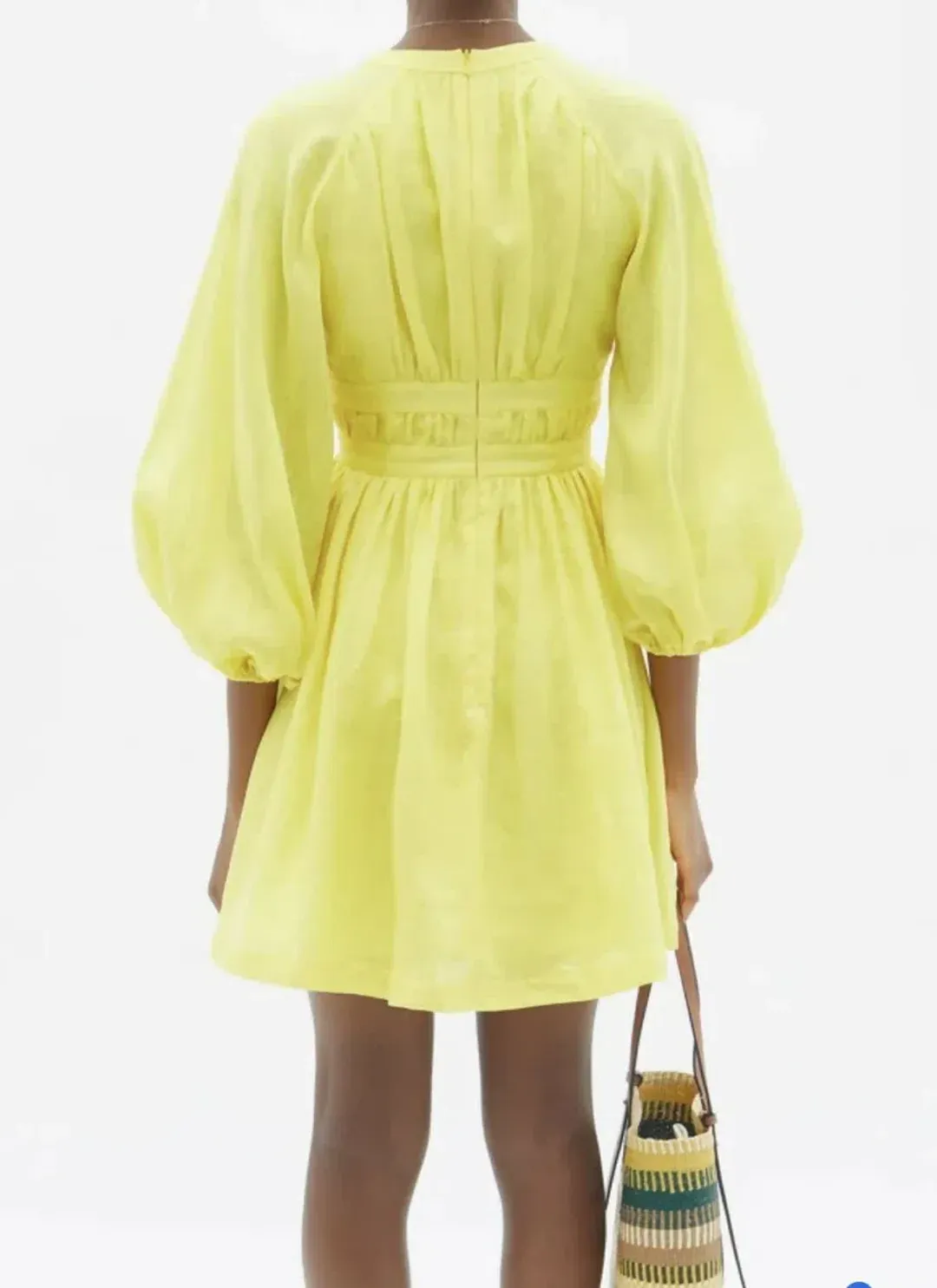 Zimmermann Shelly Plunge Bow Mini Dress Yellow Size 3/ Au 14 for rent on The Volte - main image