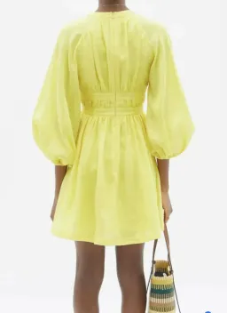 Zimmermann Shelly Plunge Bow Mini Dress Yellow Size 3/ Au 14 for rent on The Volte - image 4