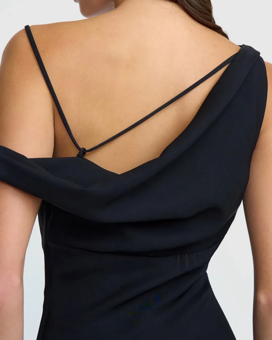 By Johnny Nadal Asymmetric Split Gown Black Size 10 for rent on The Volte - main image