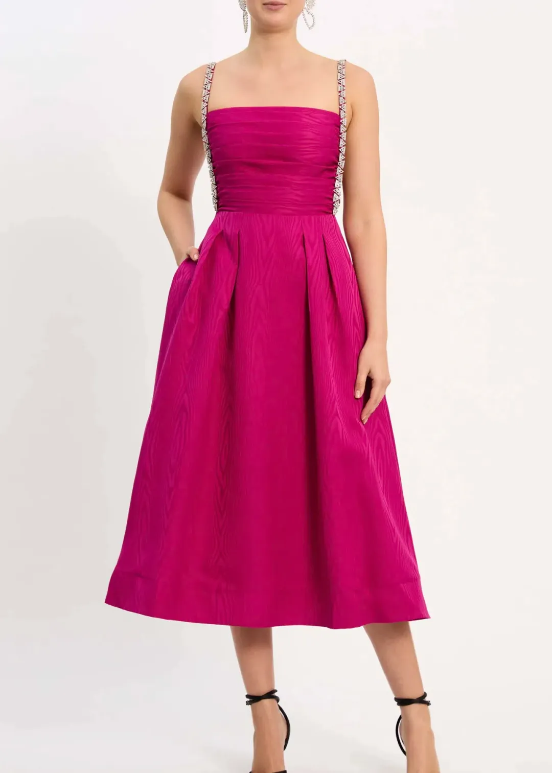 Rebecca Vallance Cynthia Midi Dress Fuchsia Pink Size 14  for rent on The Volte - main image