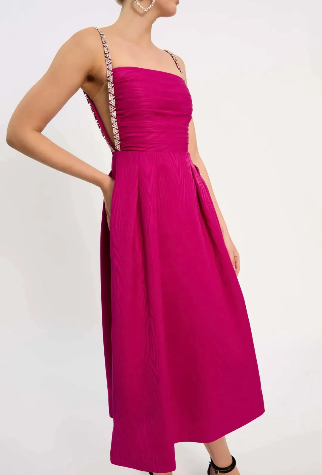 Rebecca Vallance Cynthia Midi Dress Fuchsia Pink Size 14  for rent on The Volte - main image