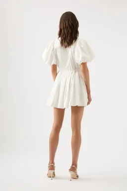 Aje Prairie Pleated Mini Dress Ivory Size 8 for rent on The Volte - image 2