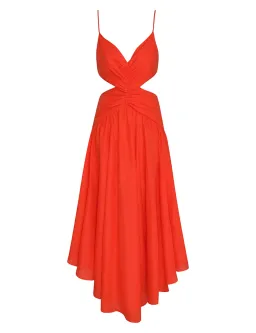 Zimmerman Raie Plunge Cut Out Midi Dress in Tangerine Size 8 for rent on The Volte - image 4