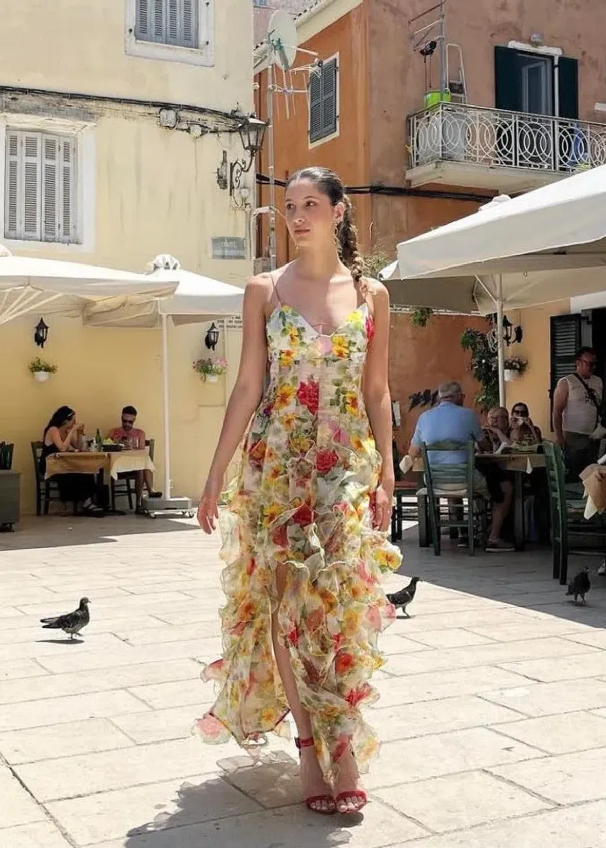 Menti Santorini Baroque Flower Maxi Dress Multi Floral Size S / AU 8 for rent on The Volte - main image