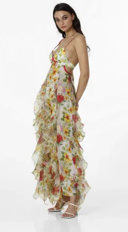 Menti Santorini Baroque Flower Maxi Dress Multi Floral Size S / AU 8 for rent on The Volte - image 2