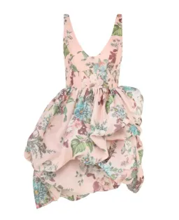 Zimmermann Matchmaker Drape Mini Dress Pink Barkcloth Floral Size 0 / AU 8 for rent on The Volte - image 5