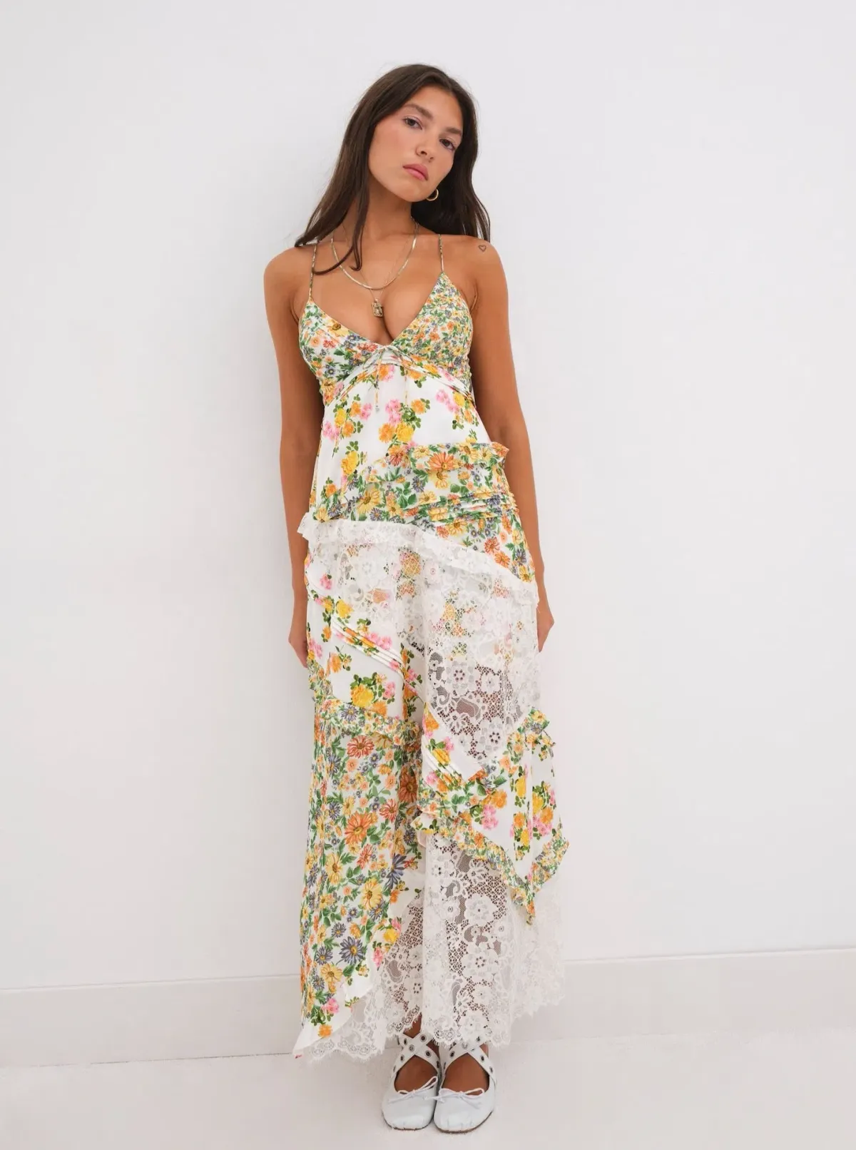 For Love and Lemons Rosalyn Maxi Dress Marigold Floral Size S / AU 8 for rent on The Volte - main image