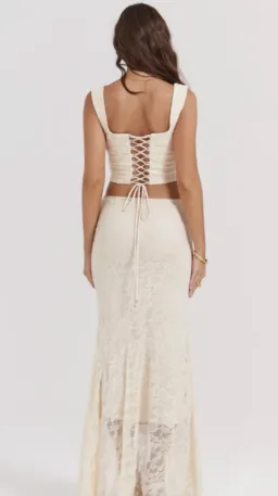 House Of CB Una Lace Corset & Therese Lace Maxi Skirt Set Vintage Cream Size 6 for rent on The Volte - image 4