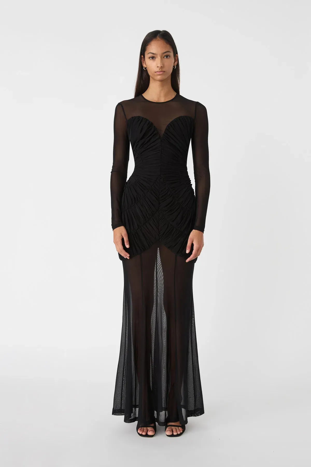 MISHA Talitha Fine Mesh Maxi Dress Black Size 10/M for rent on The Volte - main image