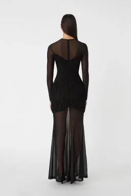 MISHA Talitha Fine Mesh Maxi Dress Black Size 10/M for rent on The Volte - image 3