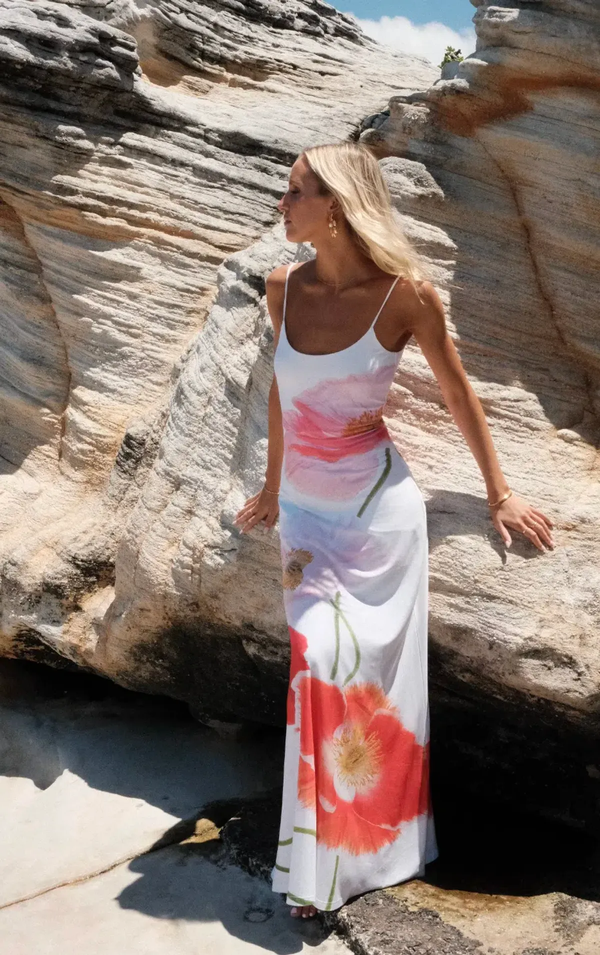 With Harper Lu Low Back Maxi Dress in Poppy Size 8 for rent on The Volte - main image