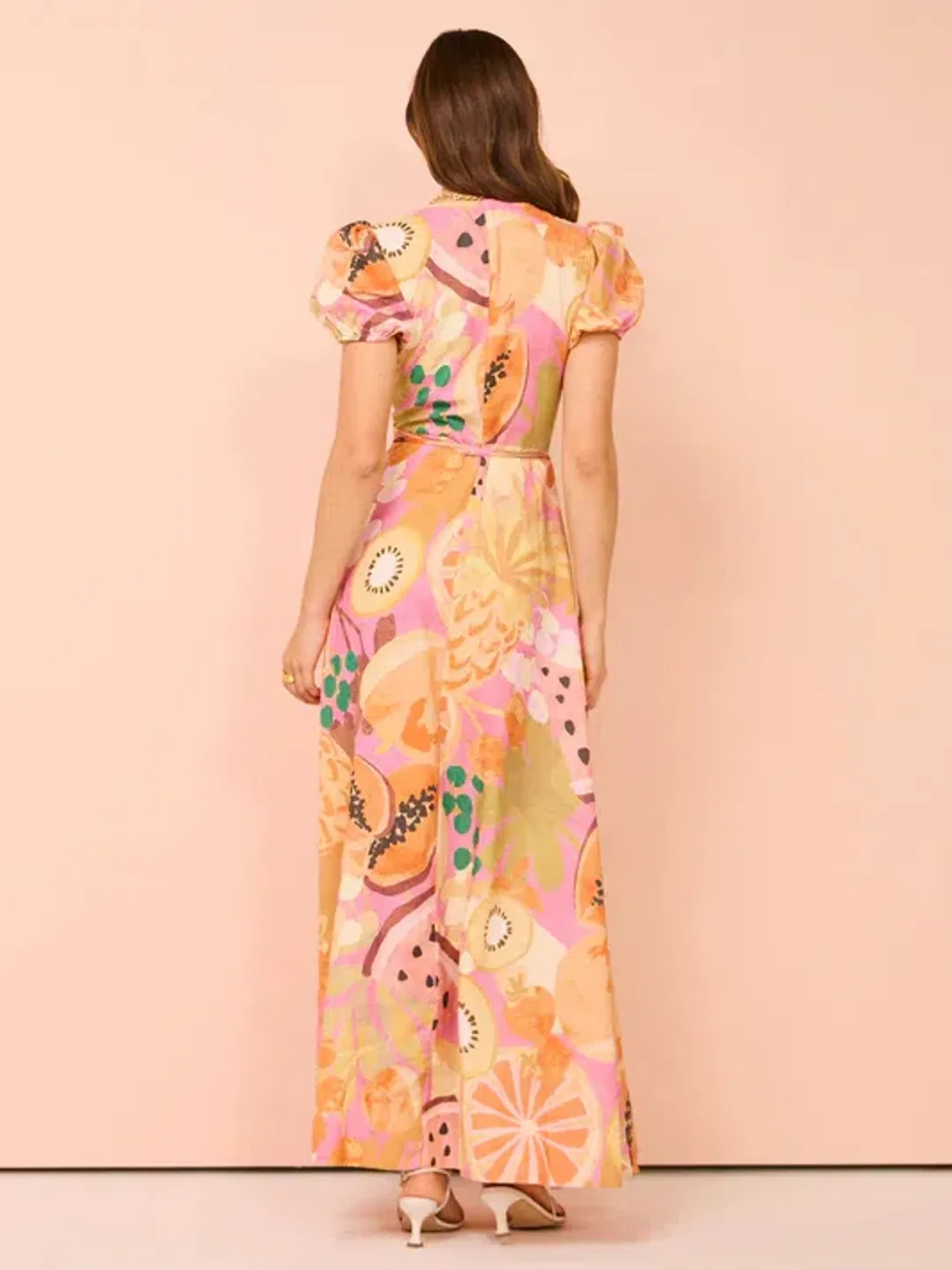 By Nicola Havana Wrap Maxi Dress Fruit Punch Print Size 14 for rent on The Volte - main image