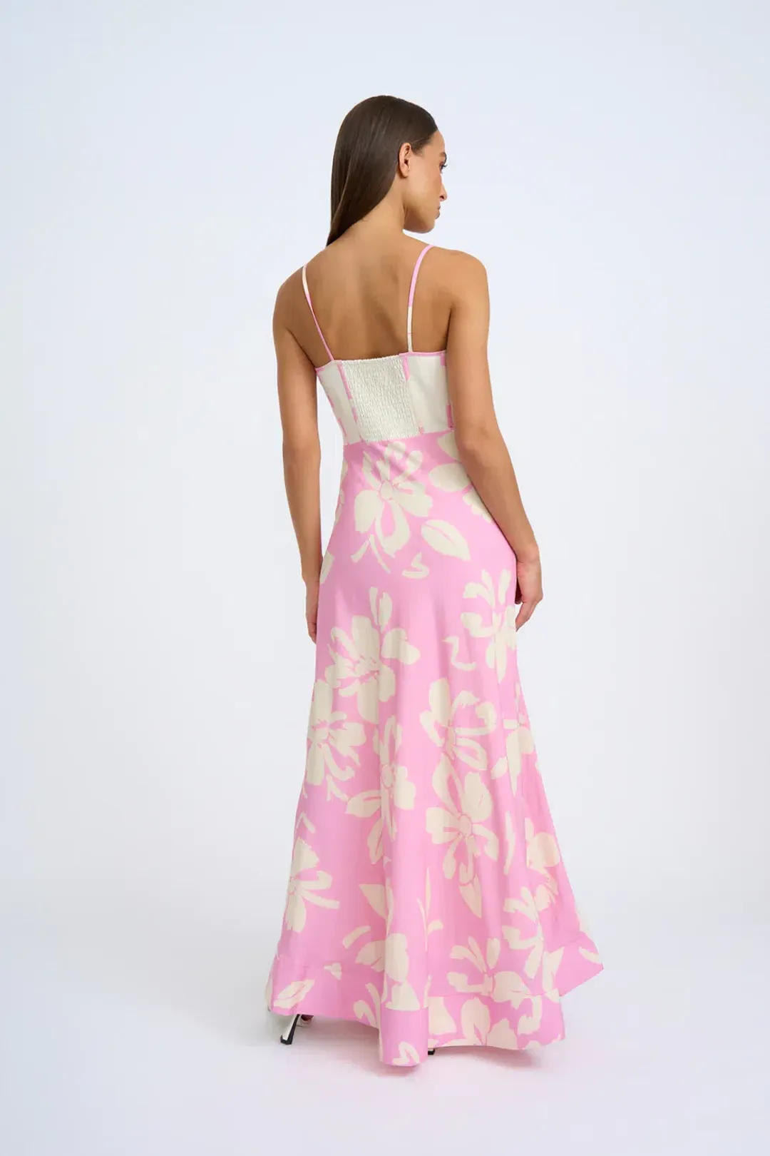 By Johnny Fia Linen Floral Dress in Pink Ivory Size 10 for rent on The Volte - main image