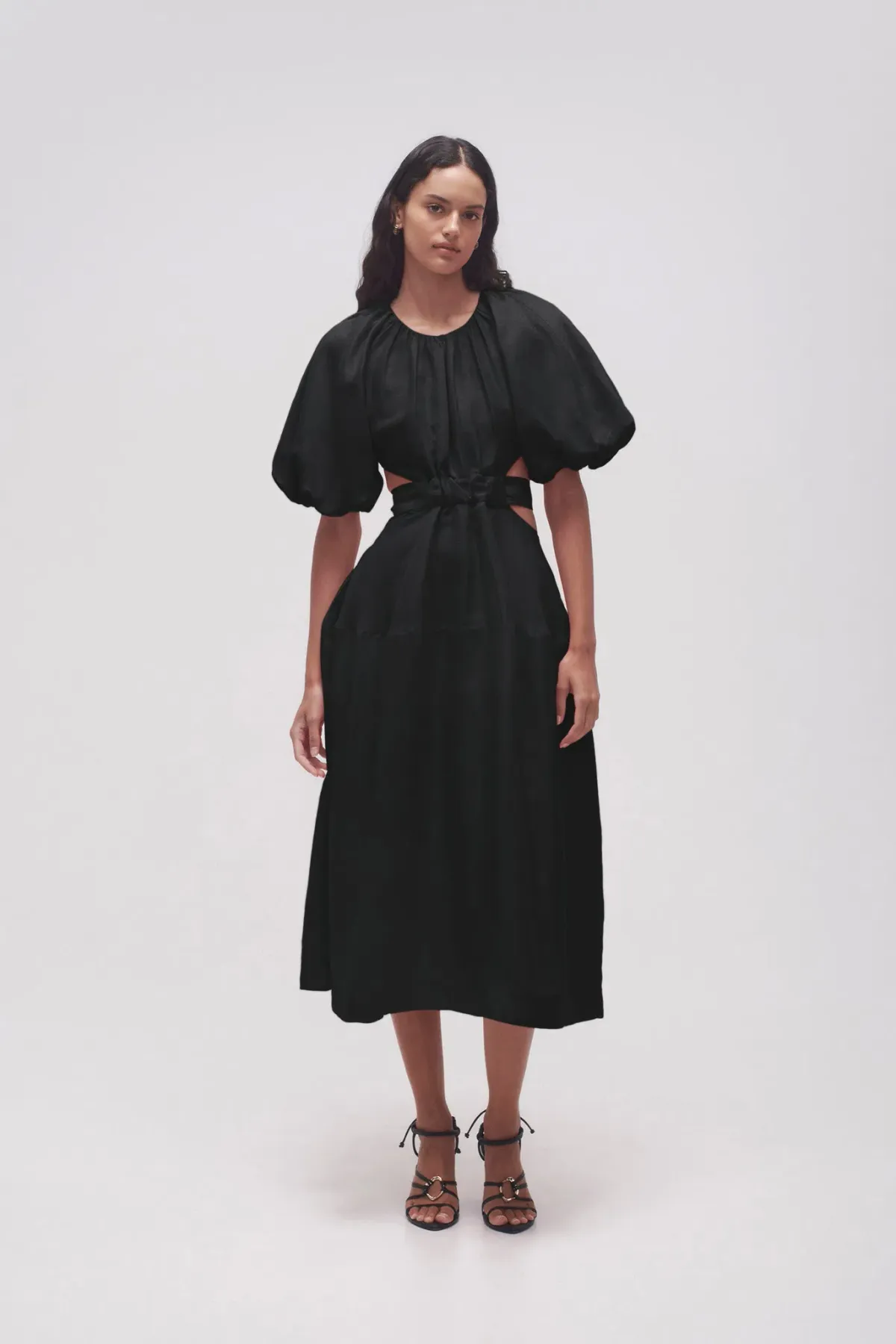 AJE -  Mimosa Cut Out Midi Dress Black - Size 12 for rent on The Volte - main image