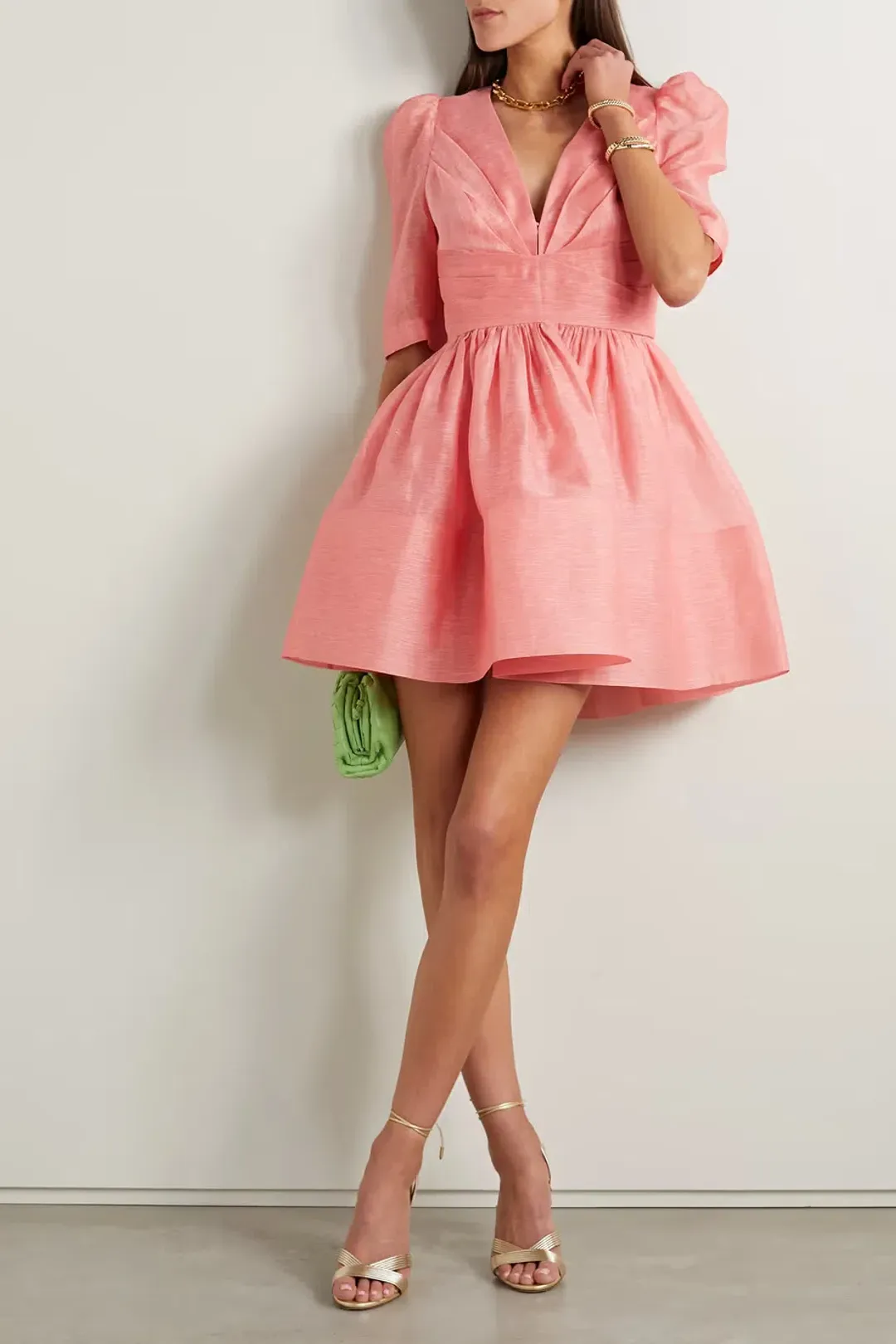 Zimmermann Wonderland Sleeved Mini Dress Guava Pink Size 0/AU 8 for rent on The Volte - main image