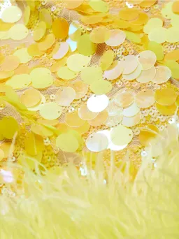 Bronx and Banco Izzy Sequin & Feather Mini Dress Yellow Size AU 6 for rent on The Volte - image 6