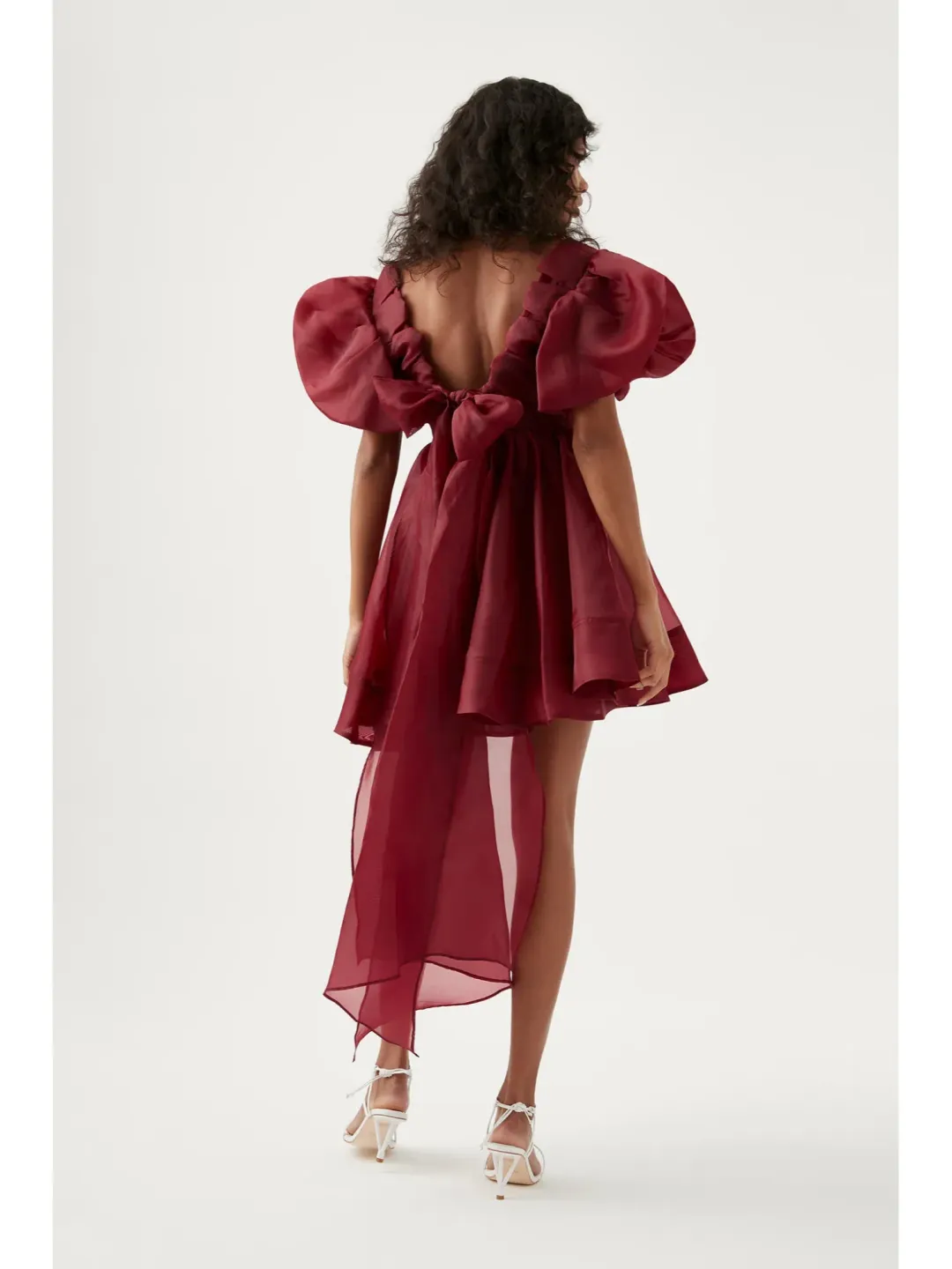 Aje Gretta Organza Mini Dress Burgundy Size AU 10 for rent on The Volte - main image