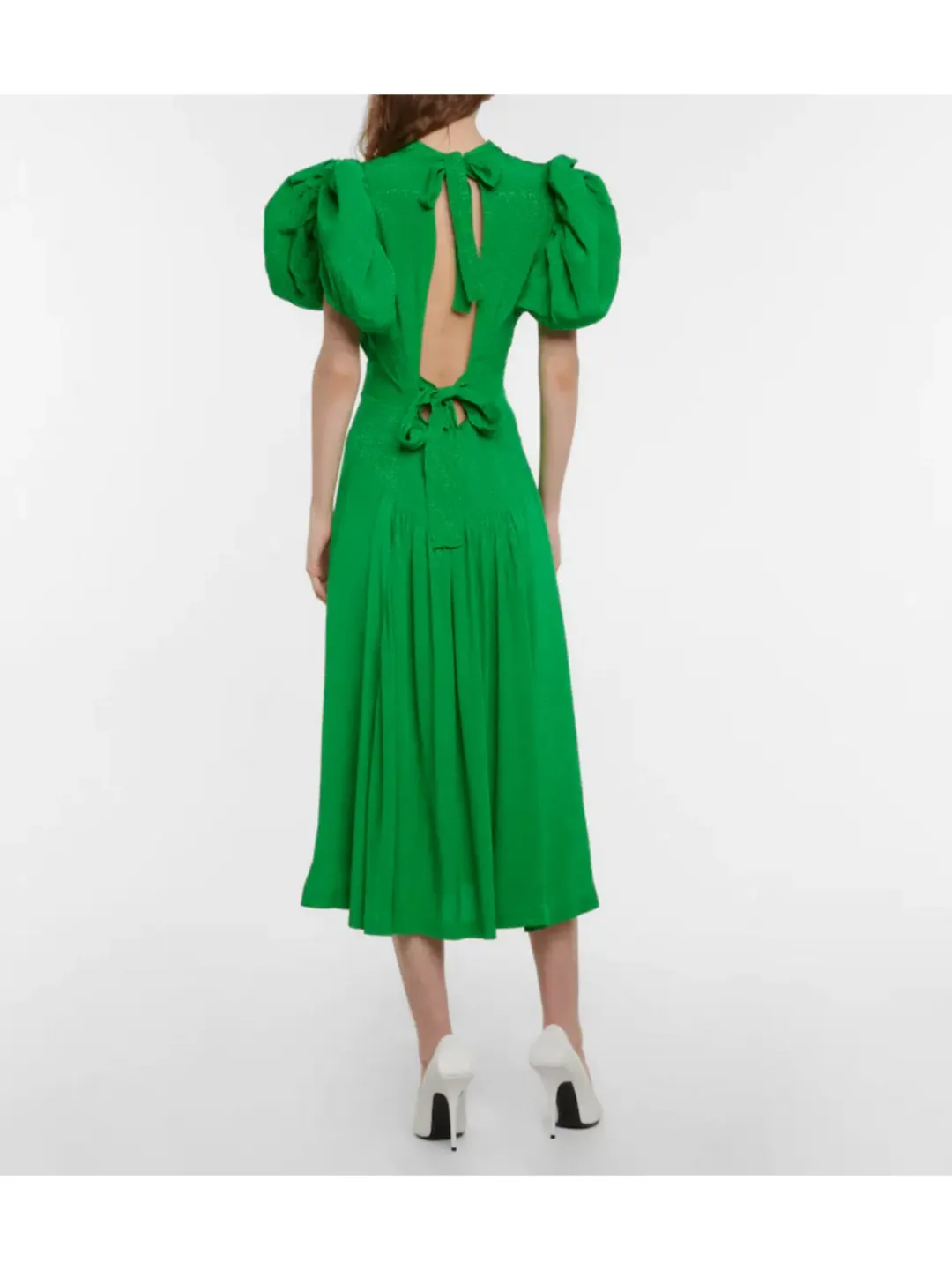 Rotate By Birger Christensen Noon Puff Sleeve Dress Green Size AU 8 for rent on The Volte - main image