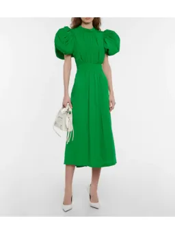 Rotate By Birger Christensen Noon Puff Sleeve Dress Green Size AU 8 for rent on The Volte - image 1