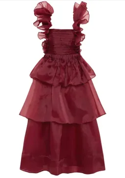 AJE ASRA PLEATED FRILL MIDI DRESS RED SIZE 8 for rent on The Volte - image 5