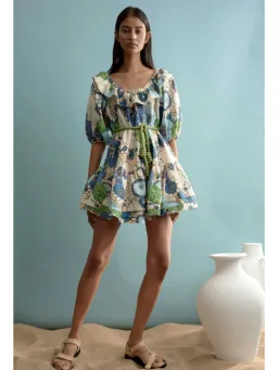 Alemais Farrah Ruffle Off Shoulder Dress Print Size AU 10 for rent on The Volte - image 2